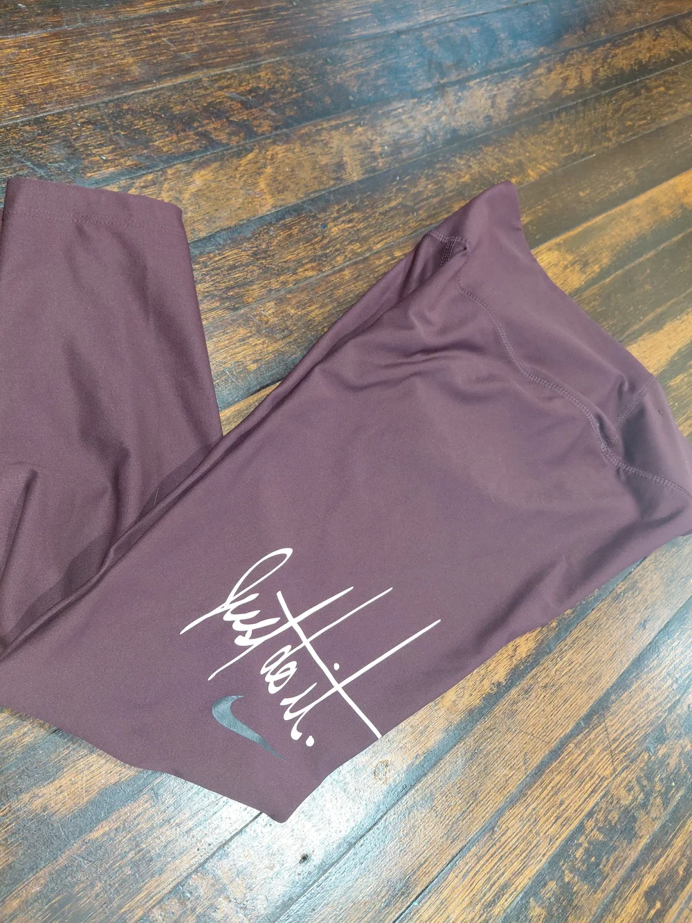 Nike Plum High-Rise Performance DRI-FIT Leggings with Script Logo